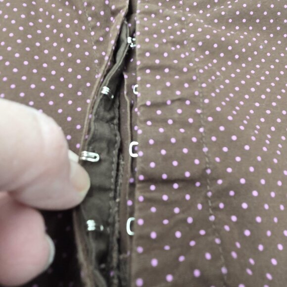 Cato Blouse Shirt Womens 22/24W Brown Pink Polka Dot Stretch 3/4 Sleeve Plus - Picture 6 of 12